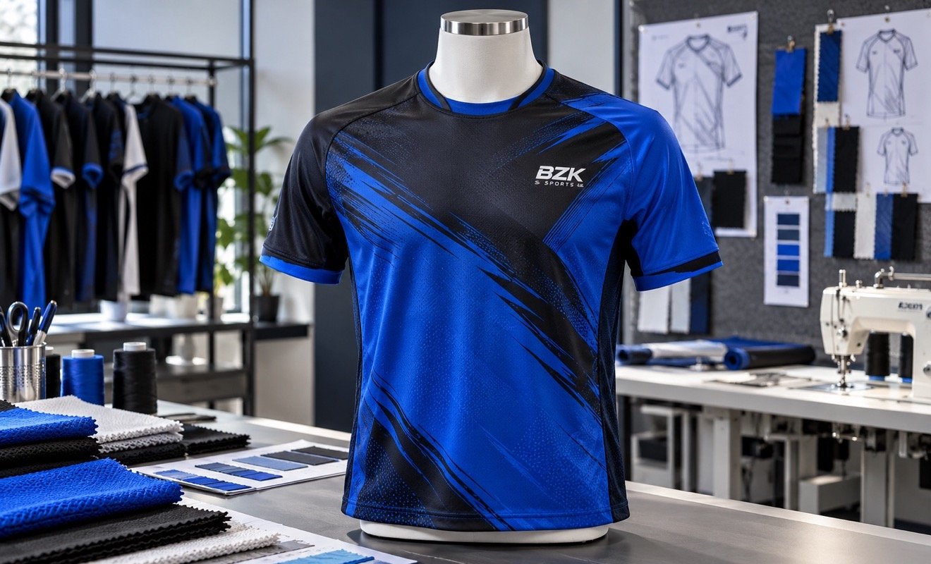 Finished sample jersey on a mannequin