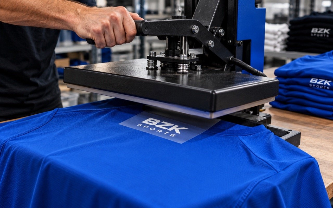 Applying a heat transfer logo to a garment