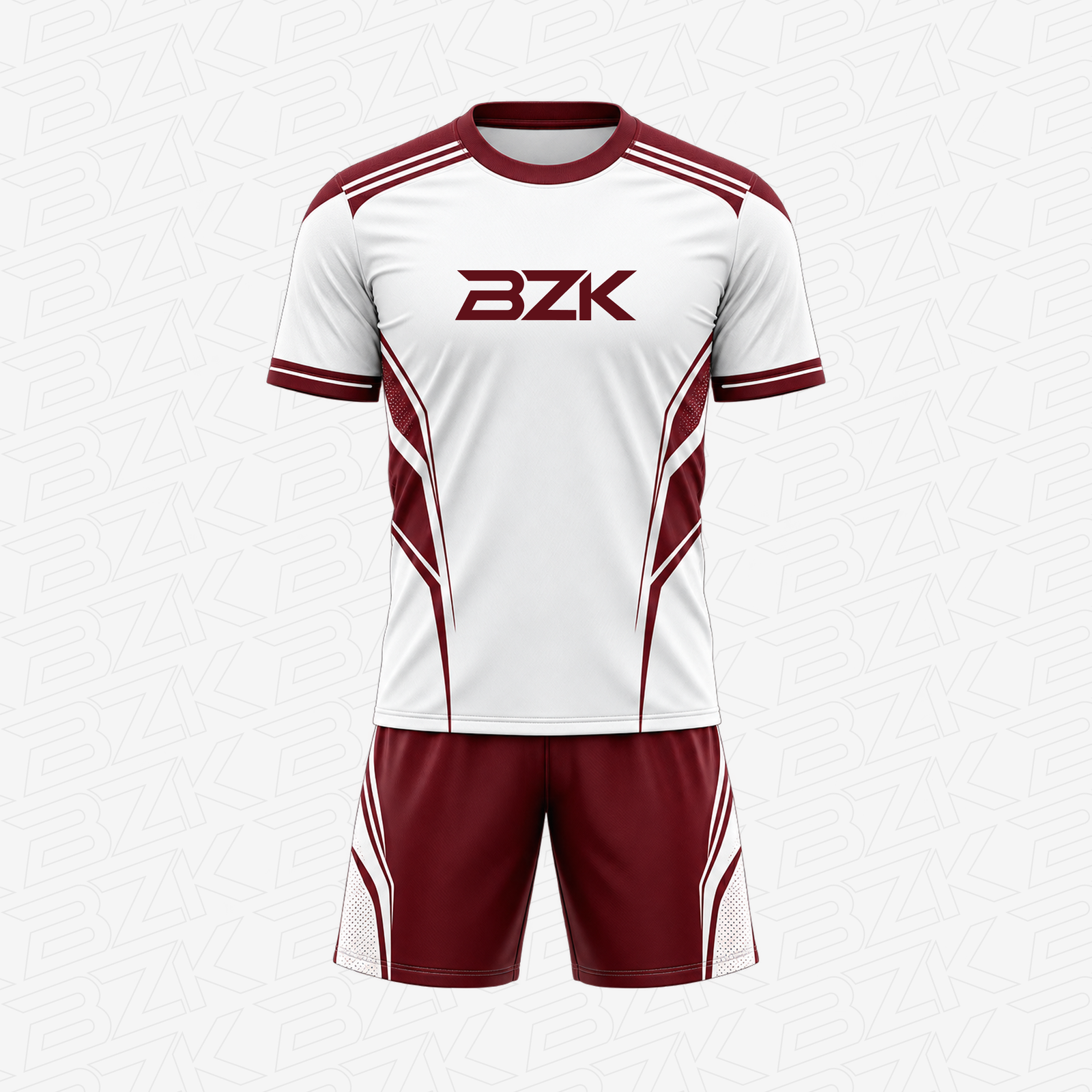 Soccer Uniform 01 - White & Burgundy from the BZK Sports product collection